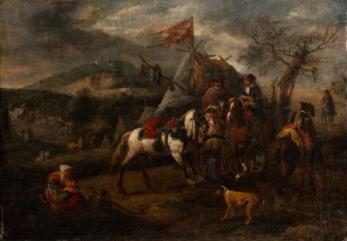 Scène militaire dattribuée à Philips Wouwermans