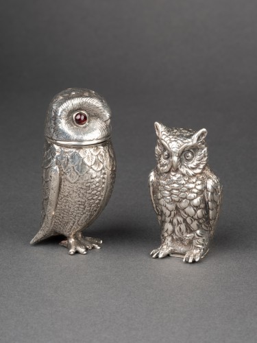 19th century -  Two solid silver salt cellars from the mid-19th century