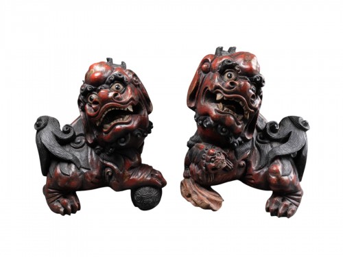 Pair of Foo Dogs, late 19th century, Nepal