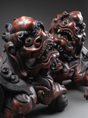 Pair of Foo Dogs, late 19th century, Nepal - Asian Works of Art Style 