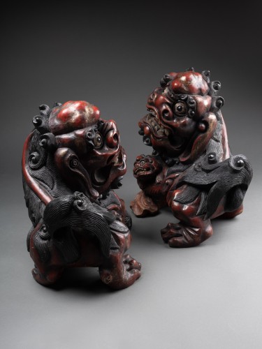 Antiquités - Pair of Foo Dogs, late 19th century, Nepal