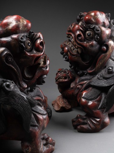 Antiquités - Pair of Foo Dogs, late 19th century, Nepal