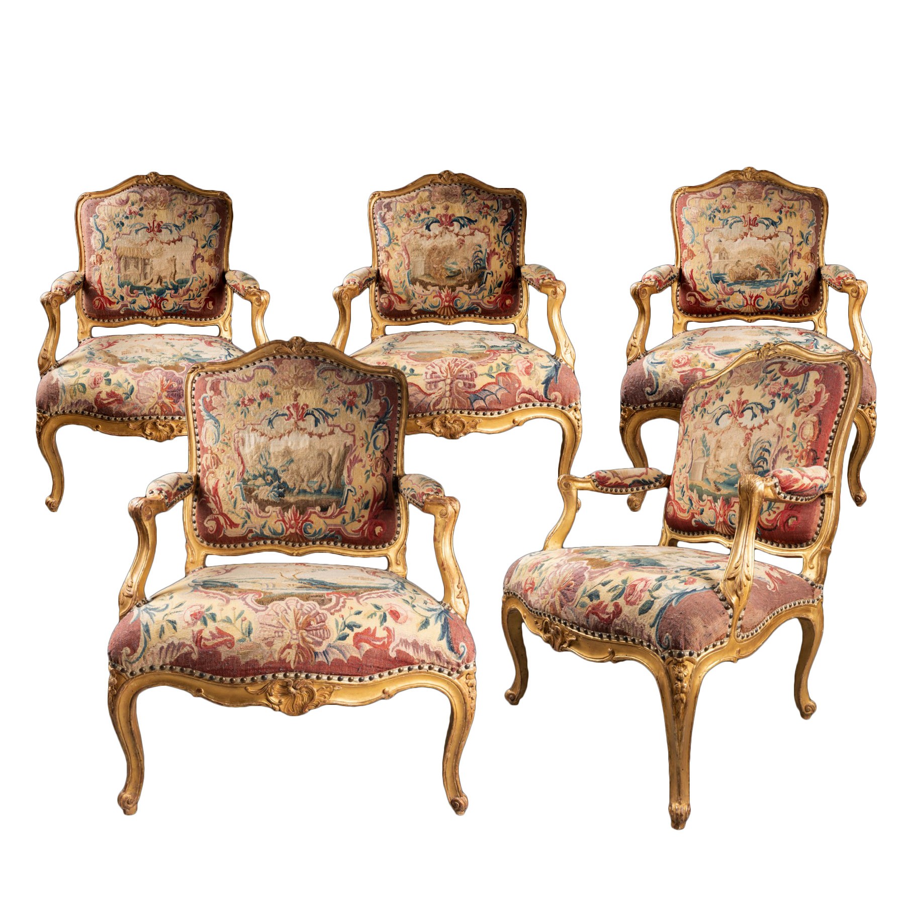 Pair of Late 19th Century French Louis XV Walnut Armchairs