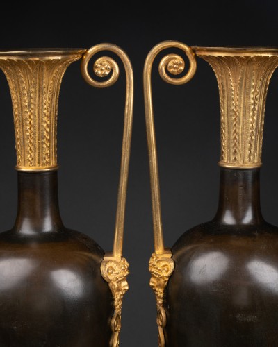 Decorative Objects  - Bronze amphoras pair Empire circa 1800