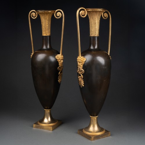 19th century - Bronze amphoras pair Empire circa 1800
