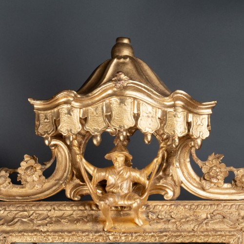 Gilded wood mirror mid 18th century - Mirrors, Trumeau Style Louis XV