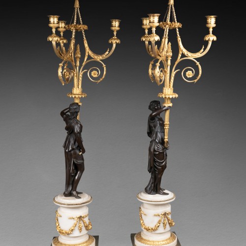 Antiquités - Large candelabras pair Louis XVI period late 18th century