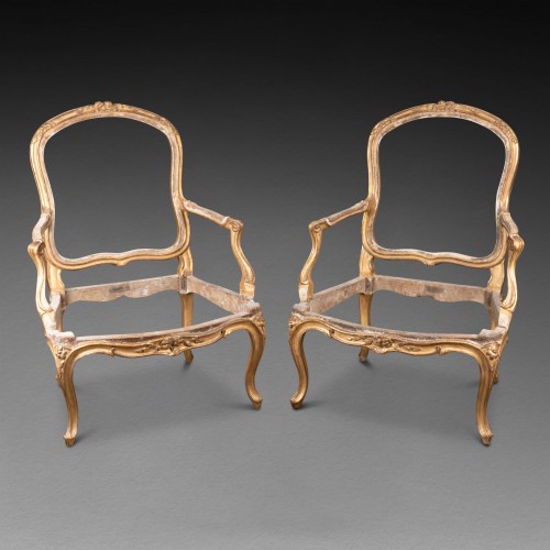 Paire de fauteuils époque Louis XV estampillés REMY - Sièges Style Louis XV