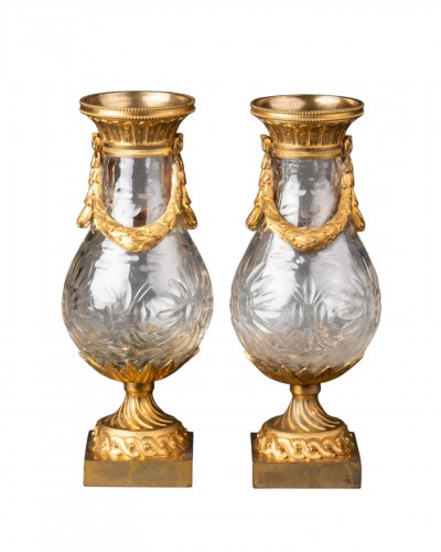 Cut crystal small vases Louis XVI period 18th century