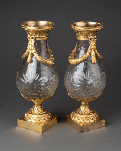 Cut crystal small vases Louis XVI period 18th century - Glass & Crystal Style Louis XVI