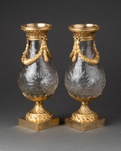 Glass & Crystal  - Cut crystal small vases Louis XVI period 18th century