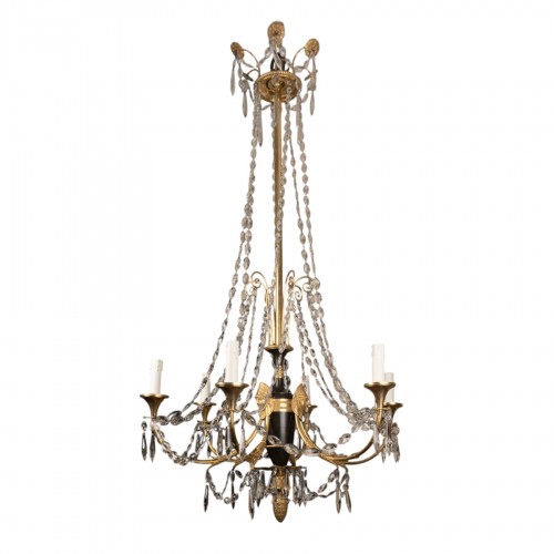 Crystal and bronze chandelier Directoire period late 18th century