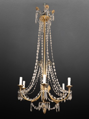 Crystal and bronze chandelier Directoire period late 18th century - Lighting Style Directoire