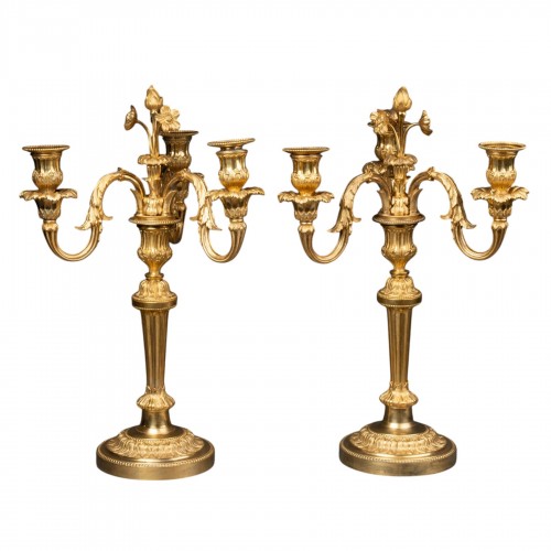 Three lights candlesticks pair Louis XVI period late 18t century