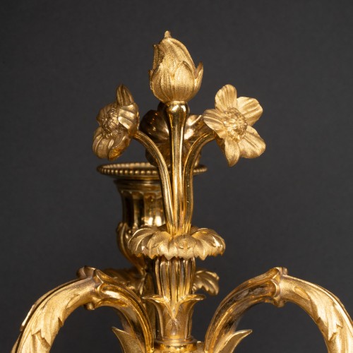 Three lights candlesticks pair Louis XVI period late 18t century - Louis XVI