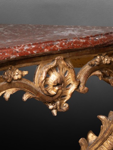 Antiquités - Big console Louis XV period mid 18th century