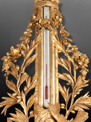 Objet de décoration Baromètre - Baromètre en bois doré époque Louis XVI