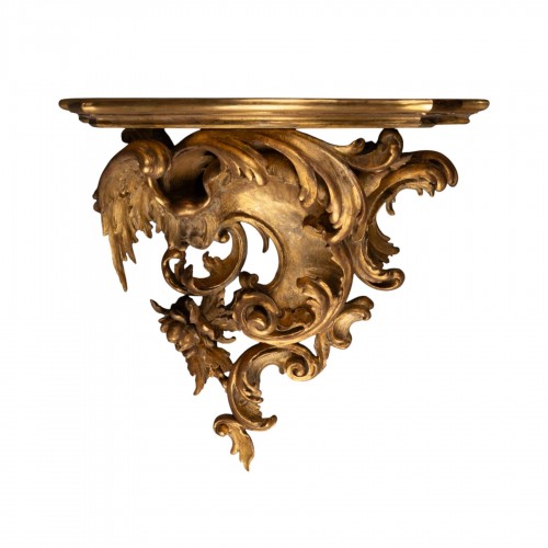 Grande console murale en bois doré époque Louis XV milieu du XVIII ème siècle