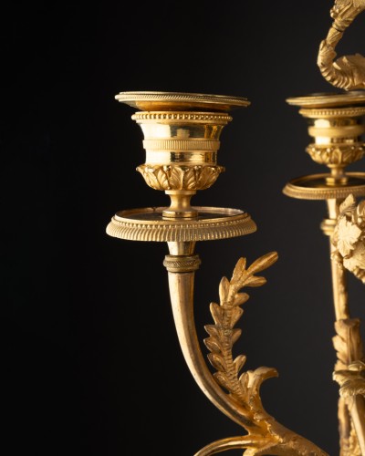 18th century - Pair of pair Louis XVI Three lights candlesticks