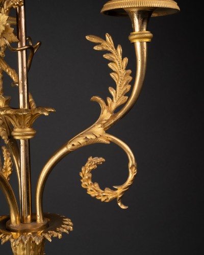 Louis XVI - Pair of pair Louis XVI Three lights candlesticks