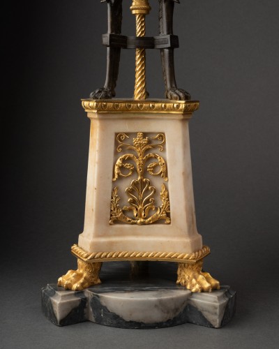 Antiquités - Pair of pair Louis XVI Three lights candlesticks