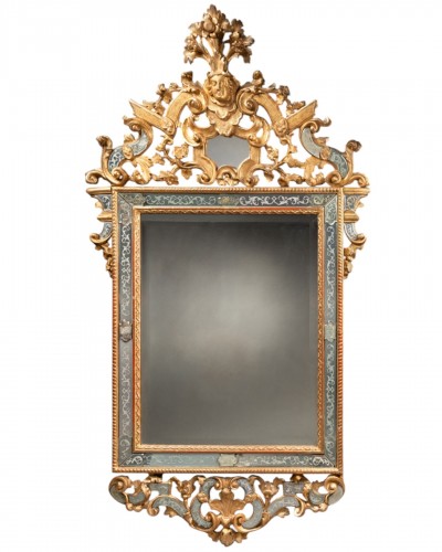 Miroir bois doré et verre gravé seconde moitié du XVIIIe siècle