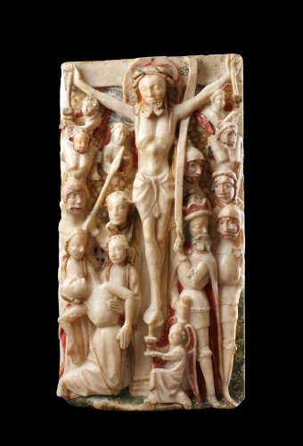 Crucifixion, relief sculpté en albâtre - Art sacré, objets religieux Style 