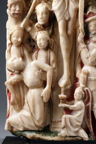 Très beau relief sculpté de la Crucifixion, Nottingham, Angleterre Vers 1450 - 1470 - 