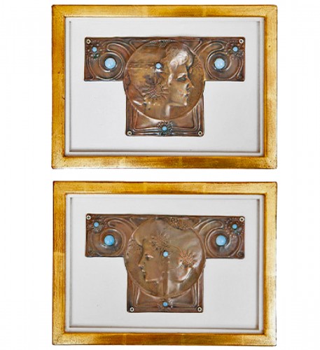 Pair of Jugendstil panels Georg Klimt ca. 1900