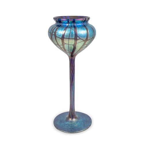 Goblet Vase Johann Loetz Witwe Pampas Cobalt decoration ca. 1899