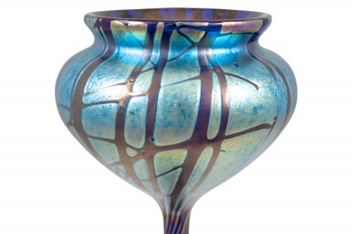 Goblet Vase Johann Loetz Witwe Pampas Cobalt decoration ca. 1899 - 