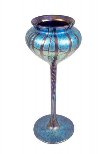 19th century - Goblet Vase Johann Loetz Witwe Pampas Cobalt decoration ca. 1899