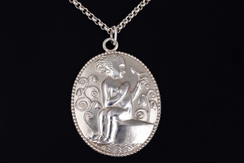 XXe siècle - Médaillon en argent Berthold Löffler Wiener Werkstätte 1910 marqué