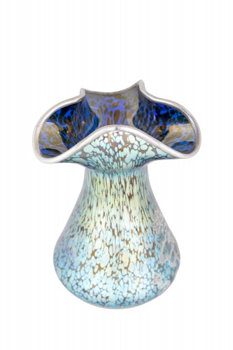 Art Nouveau Vase with silver Johann Loetz Witwe Cobalt Papillon  ca. 1900 - 