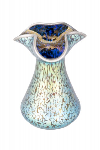 20th century - Art Nouveau Vase with silver Johann Loetz Witwe Cobalt Papillon  ca. 1900