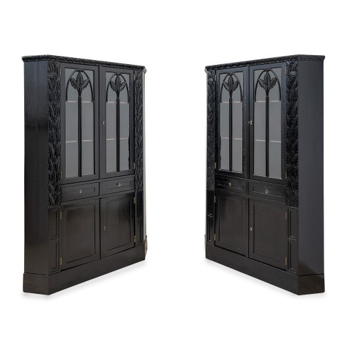 Two Art Nouveau corner display cabinets Emanuel Josef Margold ca. 1910