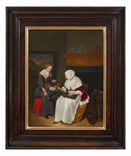 Dame avec sa femme de chambre par Quiringh Gerritsz. van Brekelenkam (1622-1668) - Tableaux et dessins Style 