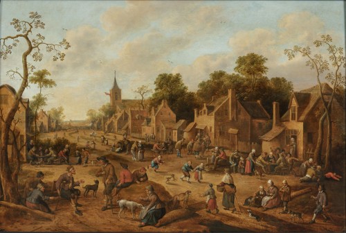 Scène de village animée -Joost Cornelisz DROOCHSLOOT (1586-1666) Utrecht