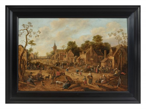 Scène de village animée -Joost Cornelisz DROOCHSLOOT (1586-1666) Utrecht - Tableaux et dessins Style 