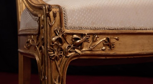 Seating  - Sofa and chair in gilded and carved wood by Louis Majorelle