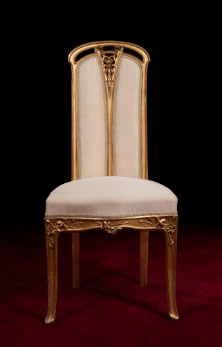 19th century - Sofa and chair in gilded and carved wood by Louis Majorelle