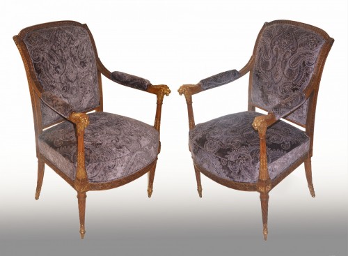 18th century - Pair of Louis XVI period fauteuils