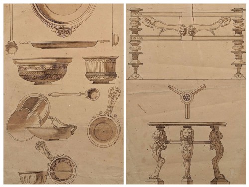 A pair of Grand Tour drawings, Italy19th century