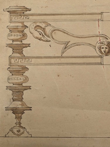Paire de dessins Grand Tour, Italie 19e siècle - Tableaux et dessins Style 