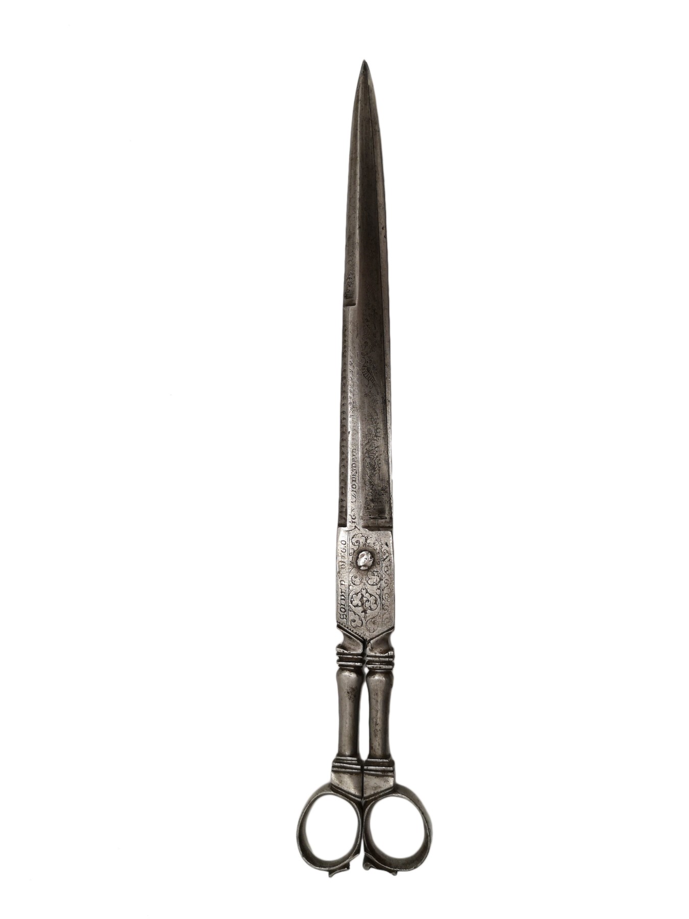 Paire de ciseaux en fer forgé et gravé, Espagne 1692 - XVIIe siècle -  N.78746