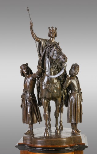 Grand groupe équestre en bronze de la Reine Isabelle - Sculpture Style 