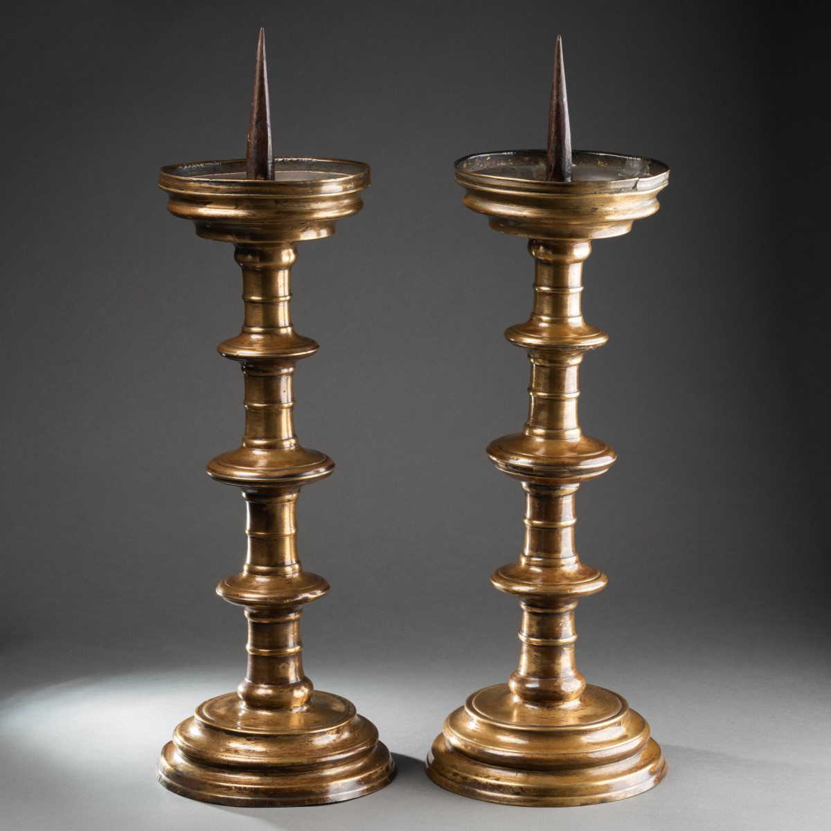 Pair Antique Bronze Candlesticks stock code A101C - Antiques Arena