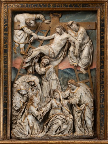 Descente de Croix - Hispano-Flamand XVIe siècle - Sculpture Style Renaissance