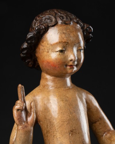 Enfant Jésus bénissant - Malines circa 1500 - Art sacré, objets religieux Style Moyen Âge