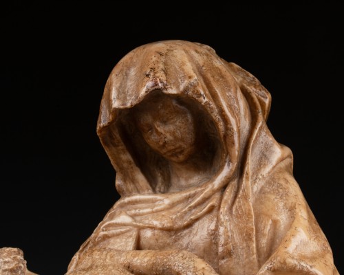 Pietà en albâtre circa 1420 - Sculpture Style Moyen Âge